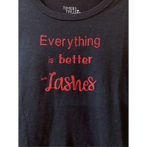 Black Medium Long Sleeve T-Shirt with makeup bag #eyelashes #makeup